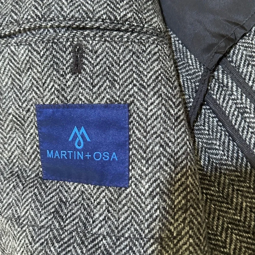 Martin + Osa Sport Coat Grey Herringbone Wool Blazer Fall 09 L 41/42